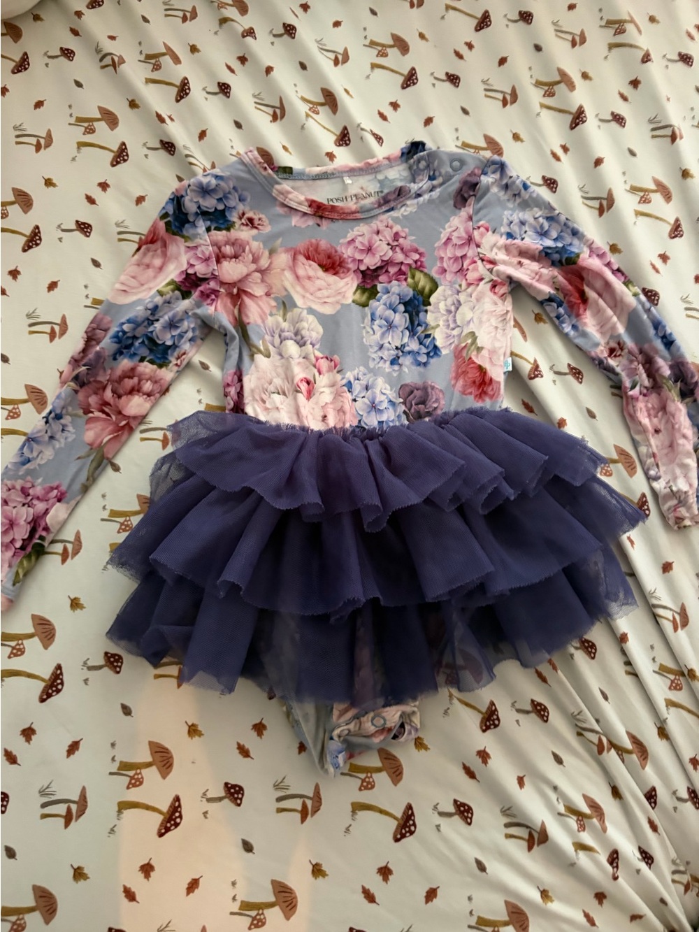 POSH PEANUT LONG SLEEVE GIRLS TULLE SKIRT BODYSUIT DRESS IN ANNIE